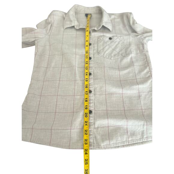 PATAGONIA WOMENS LONG SLEEVE BUTTON DOWN SHIRT CREAM AND PINK SIZE 2 - Picture 8 of 13